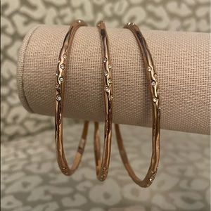 Stella & Dot Rose Gold Rhea Bangle Set of 3 Bracelets